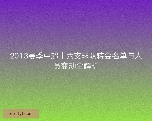 2013赛季中超十六支球队转会名单与人员变动全解析
