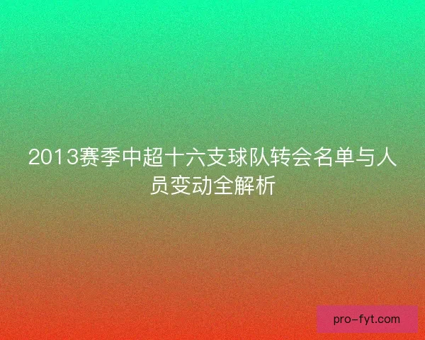2013赛季中超十六支球队转会名单与人员变动全解析 2013赛季中超十六支球队转会名单与人员变动全解析